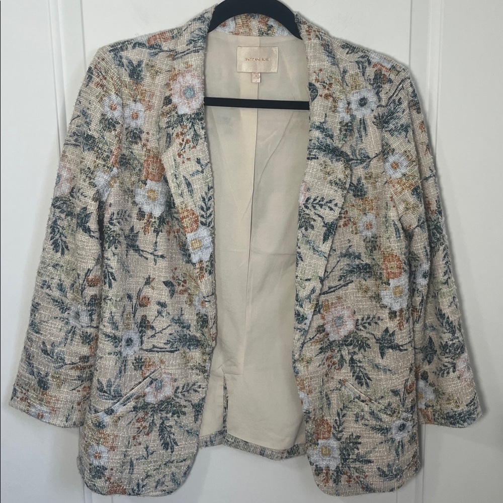 Skies Are Blue Textured Multicolor Floral Blazer - Size Small